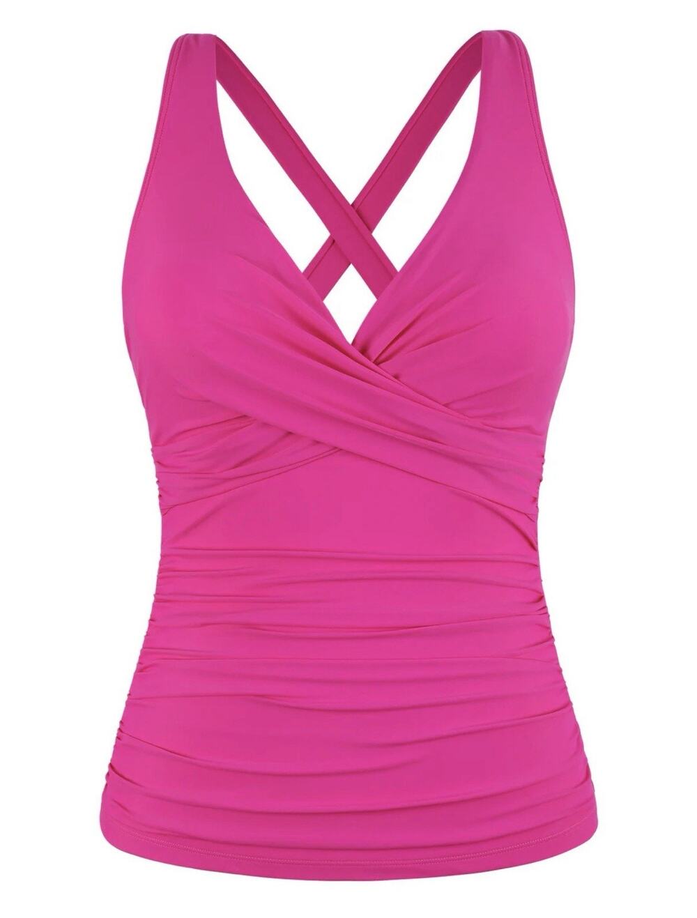 NWT Firpearl Tankini Top Swimsuit Hot Pink V Neck Cross Front Size 20 Plus Size